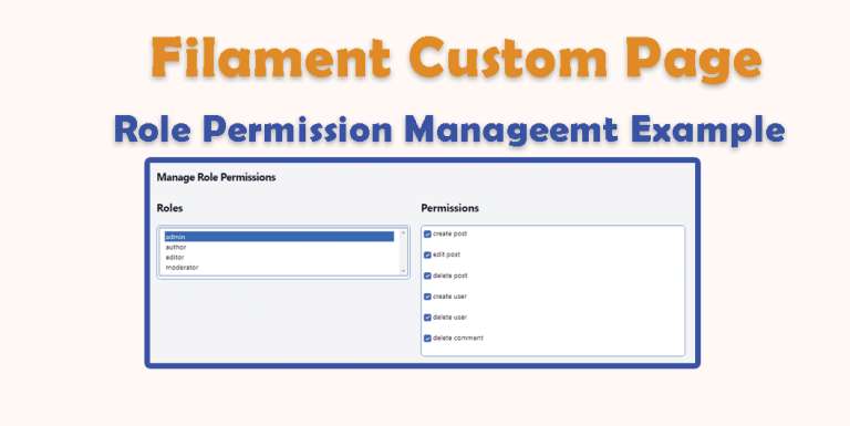Create Custom Page in Filament: Role Permission Management Page